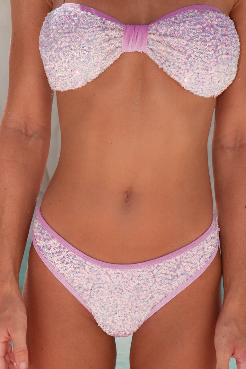 'Sugarplum Swirl' Sequin Bandeau Bikini Top