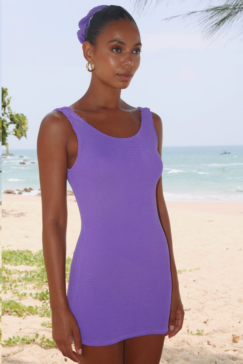 'Violet' Scrunch Low-Back Mini Dress
