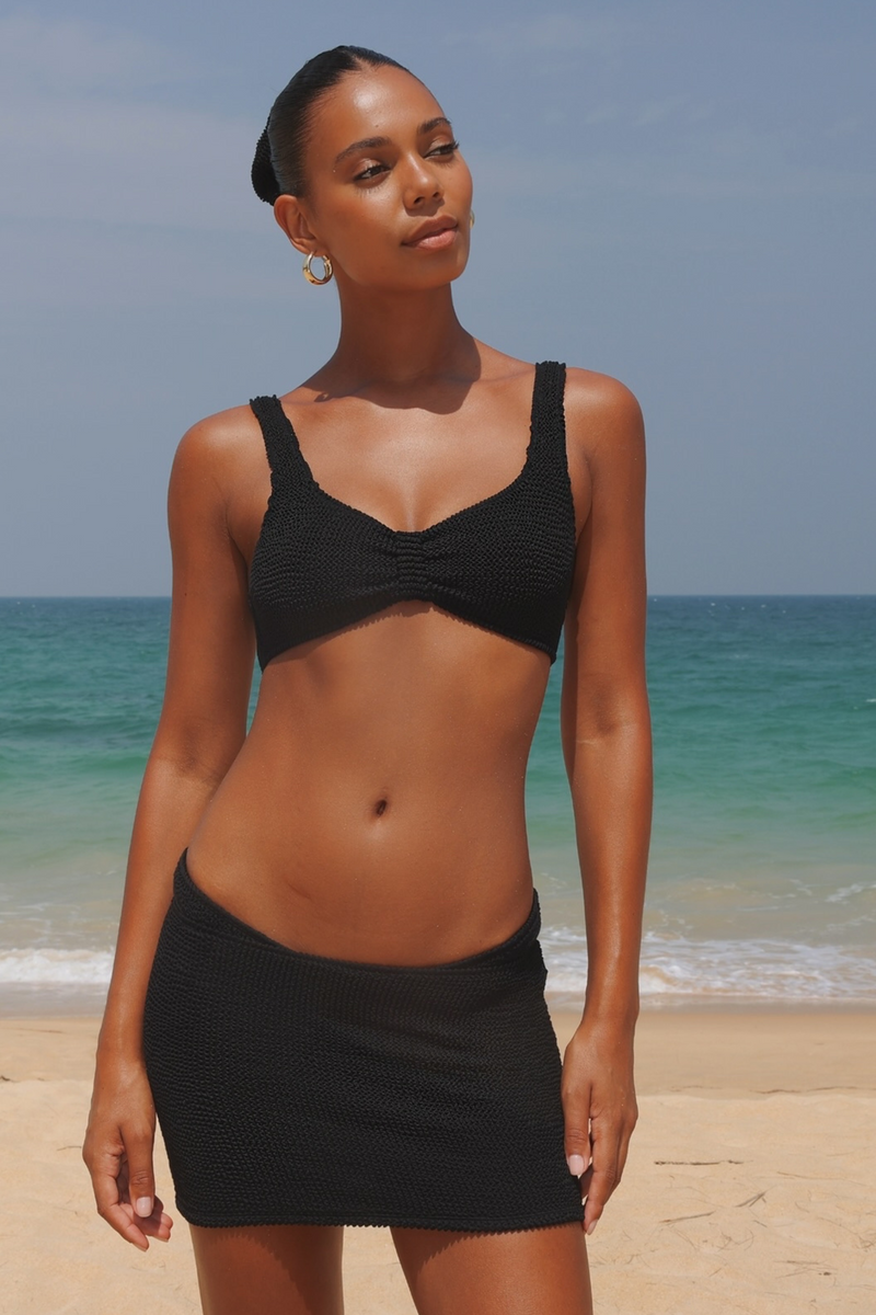 'Black' Scrunch Micro Skirt