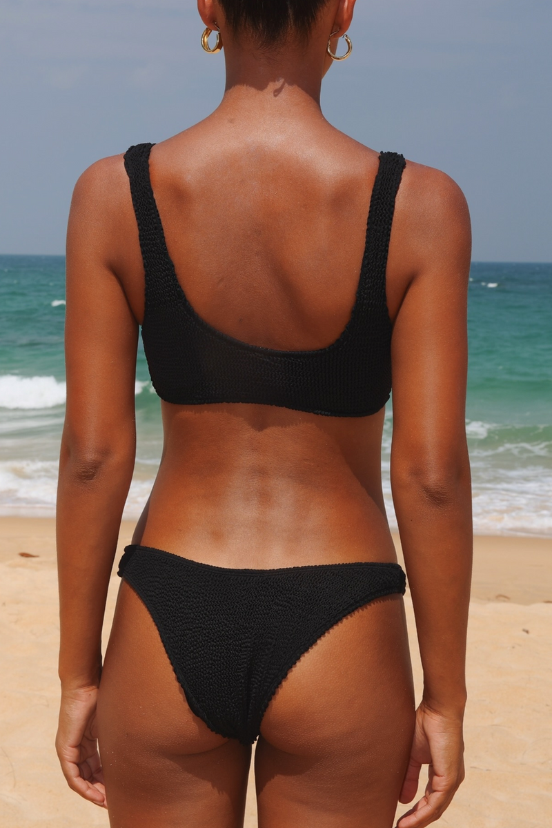 'Black' Scrunch Knot Bikini Top
