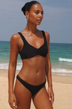 'Black' Scrunch Knot Bikini Top