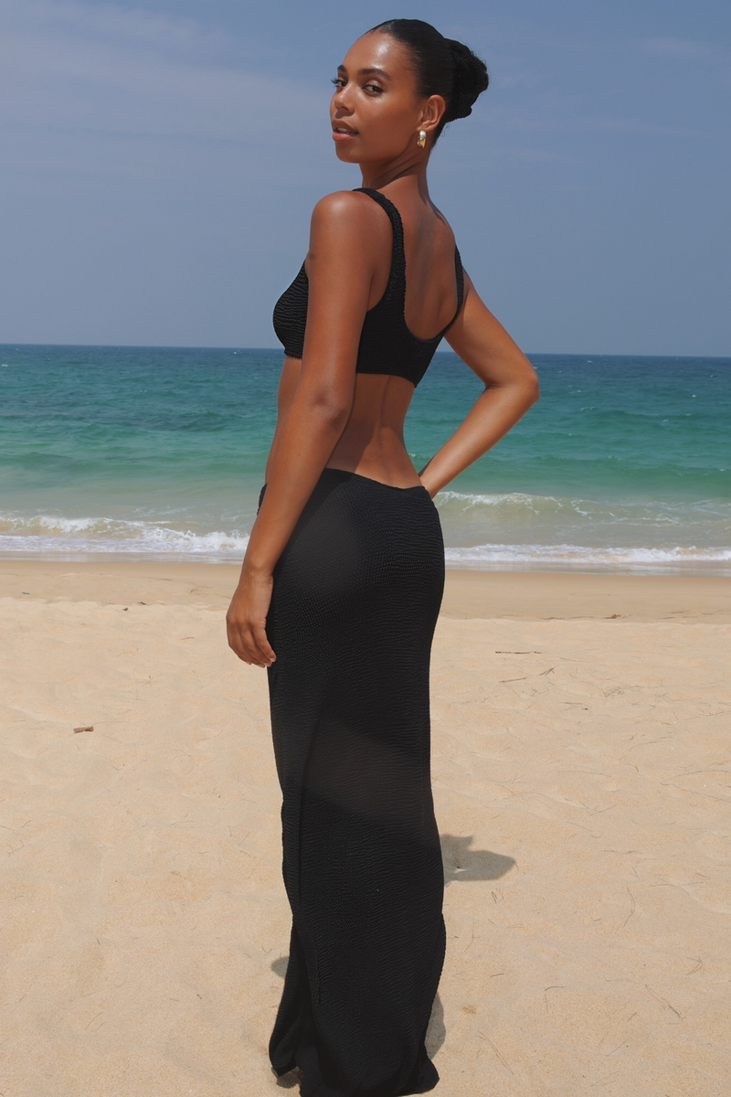 'Black' Scrunch Maxi Skirt