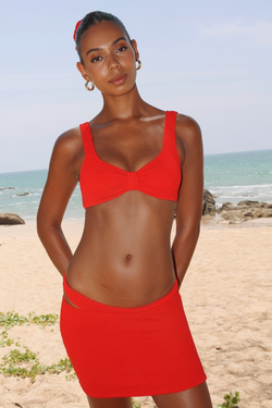 'Red' Scrunch Micro Skirt