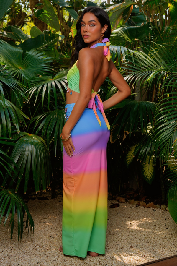 Club Tropicana 'Rainbow Paradise' Droplet Maxi Skirt