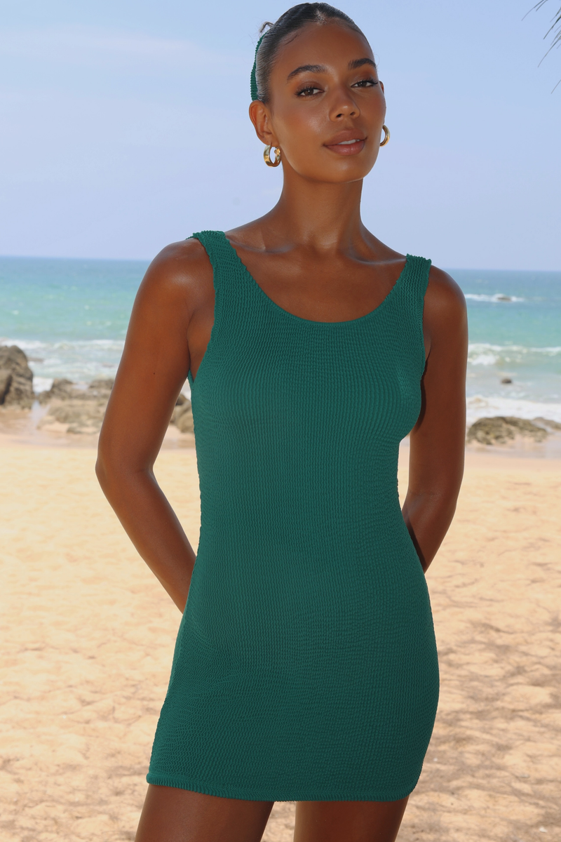 'Pine' Scrunch Low-Back Mini Dress